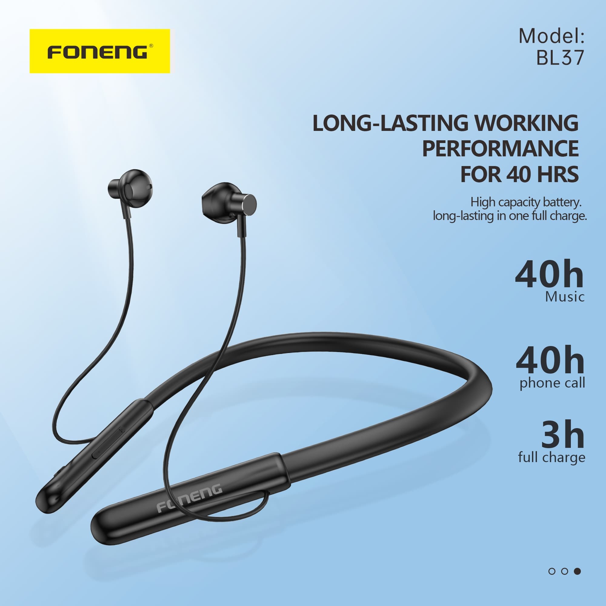 Foneng BL37 Digital Display Neckband Bluetooth Earphone view 4