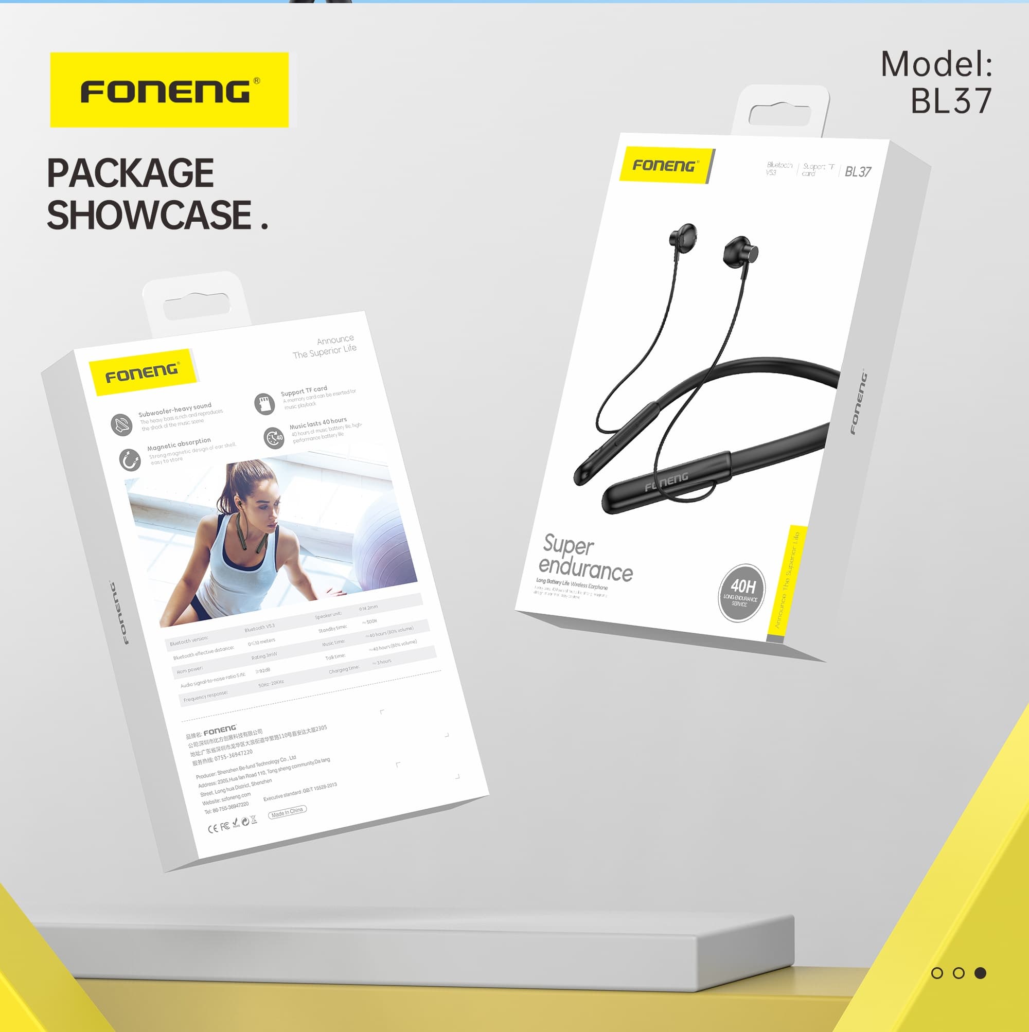 Foneng BL37 Digital Display Neckband Bluetooth Earphone view 5