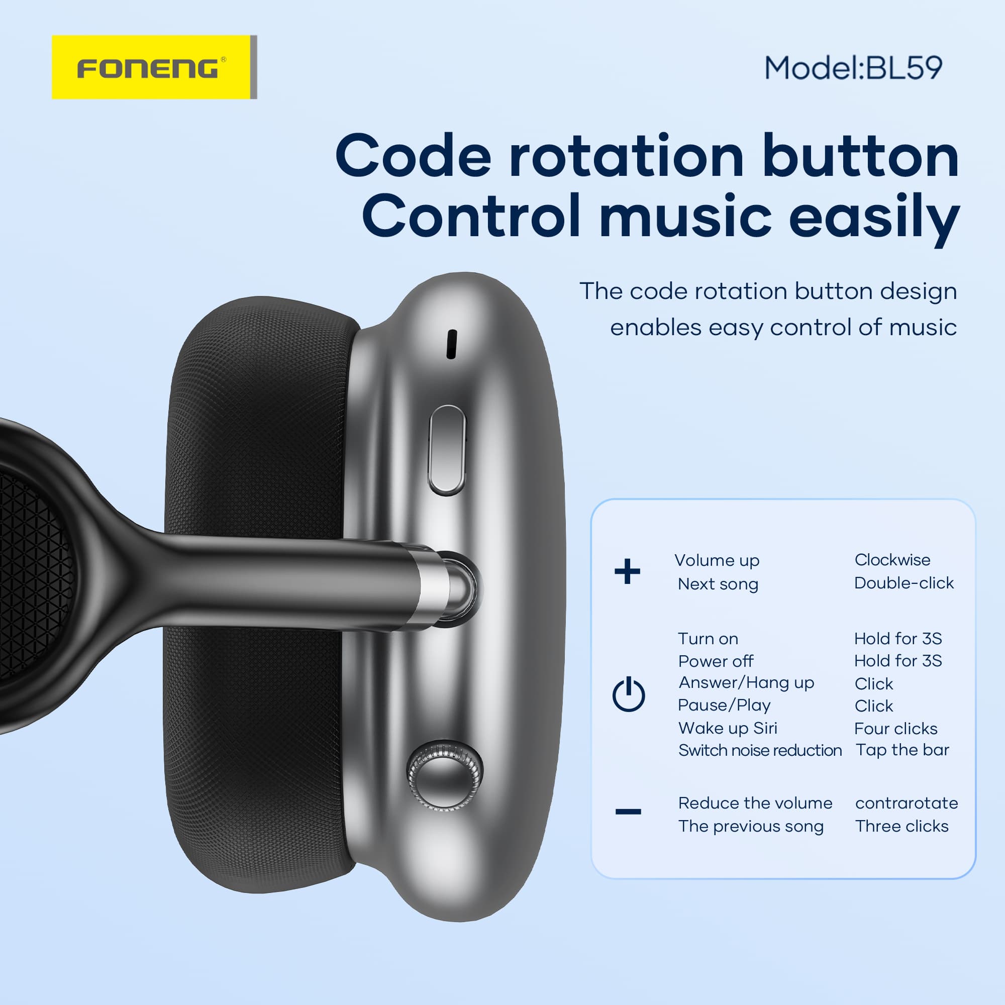 Foneng BL59 ANC Noise Canceling Bluetooth Headphone view 4