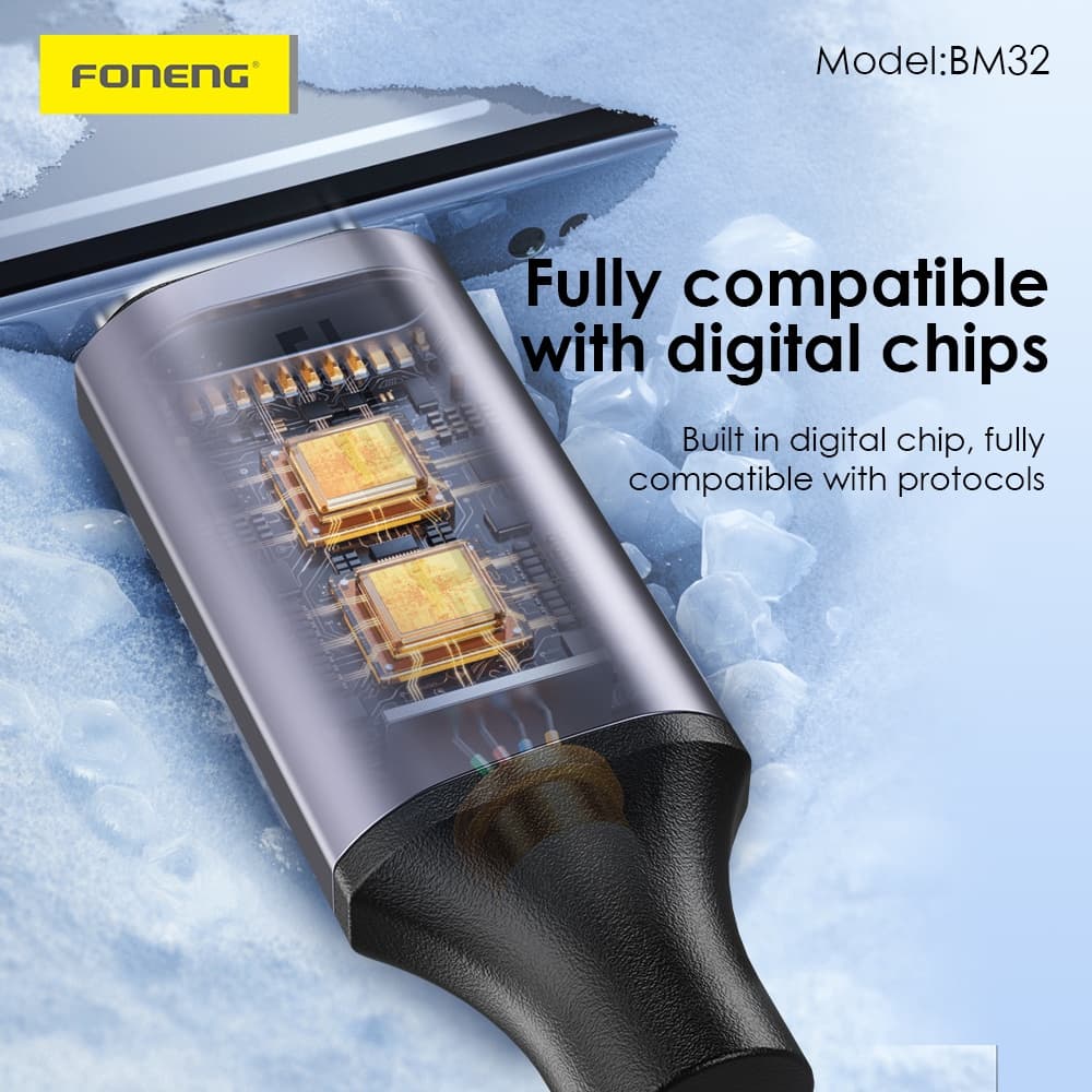 Foneng BM32 Type C 2-in-1 Metal Audio Cable (13cm) view 5