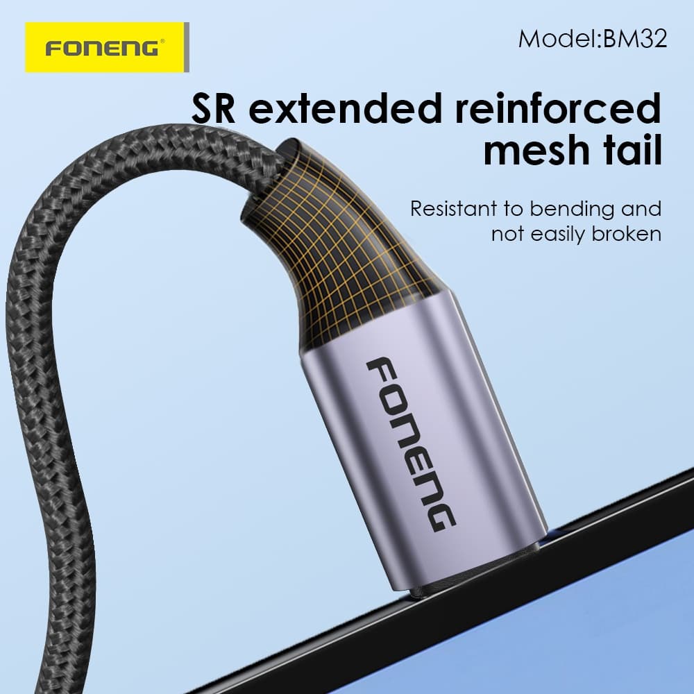 Foneng BM32 Type C 2-in-1 Metal Audio Cable (13cm) view 3