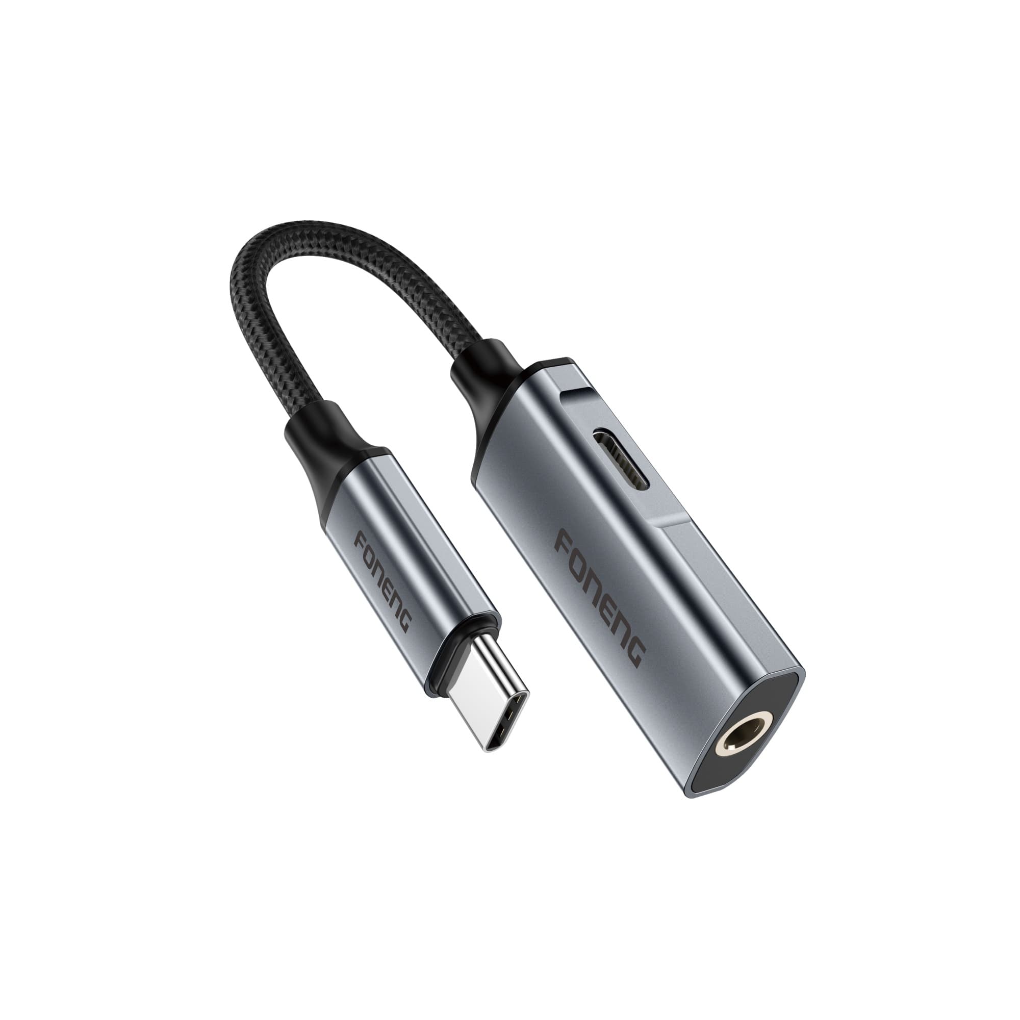 Foneng BM32 Type C 2-in-1 Metal Audio Cable (13cm) view 1