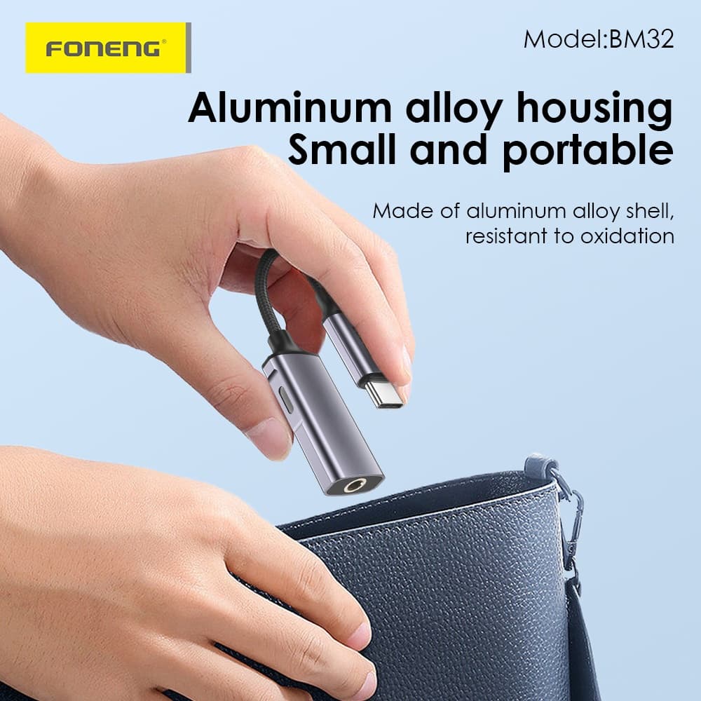 Foneng BM32 Type C 2-in-1 Metal Audio Cable (13cm) view 4