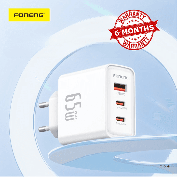 FONENG GaN50 65W 3-Port USB-A + Dual USB-C GaN Fast Charger With Type C Cable view 1