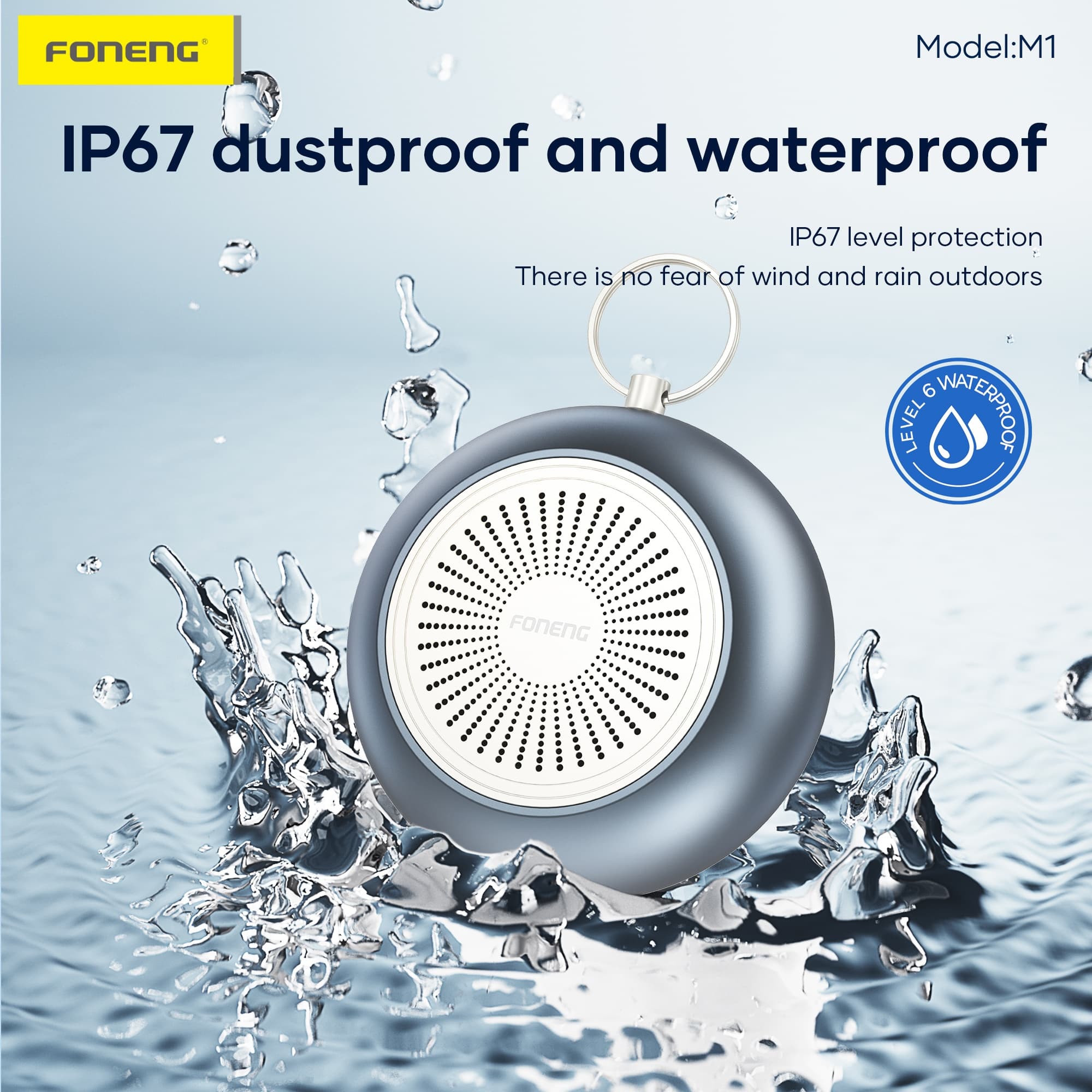 Foneng M1 Portable IP67 Waterproof Metal Bluetooth Speaker view 3
