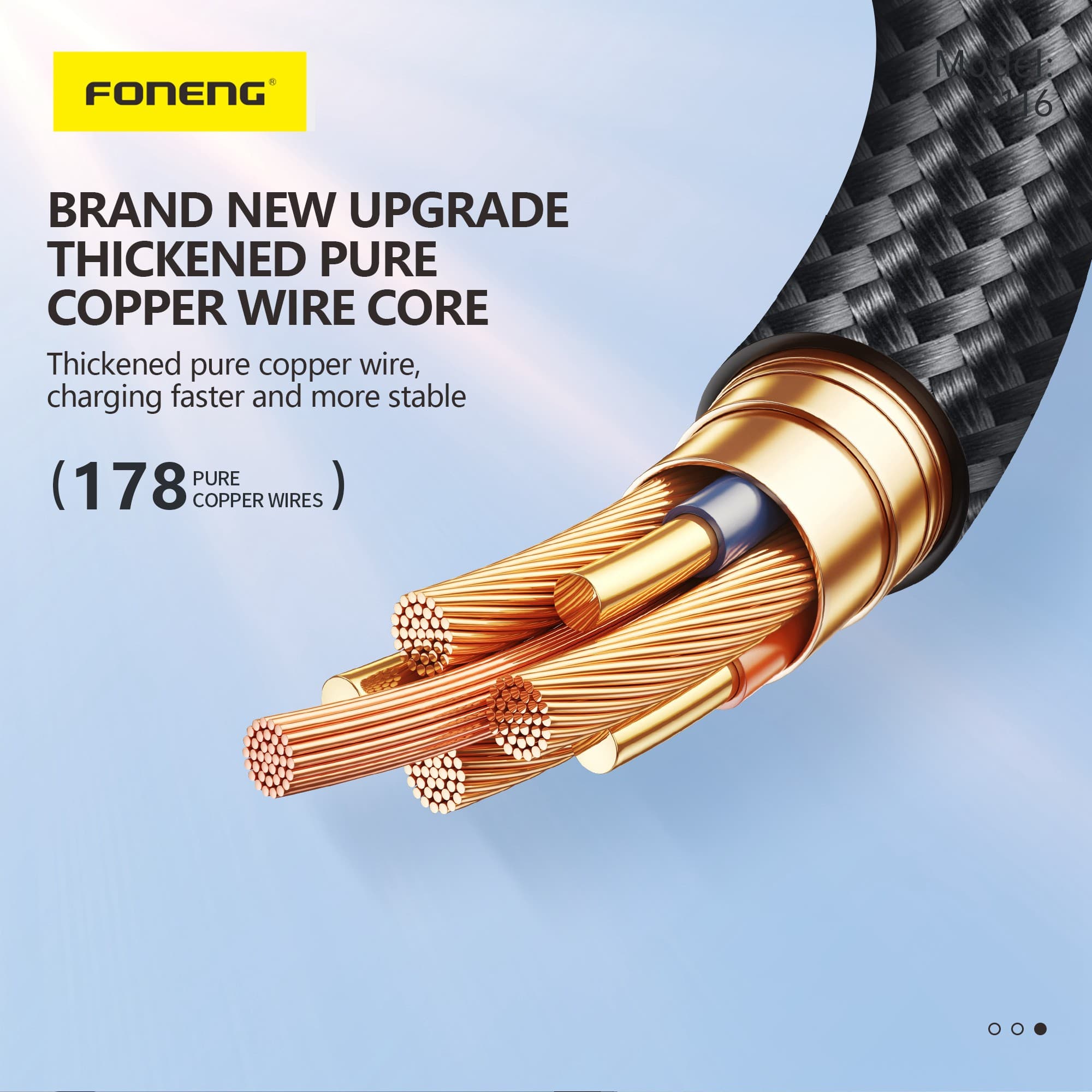 FONENG X116 60W Type C To C 1.2M Power Display Aluminum Alloy Braided Fast Charging Cable view 4