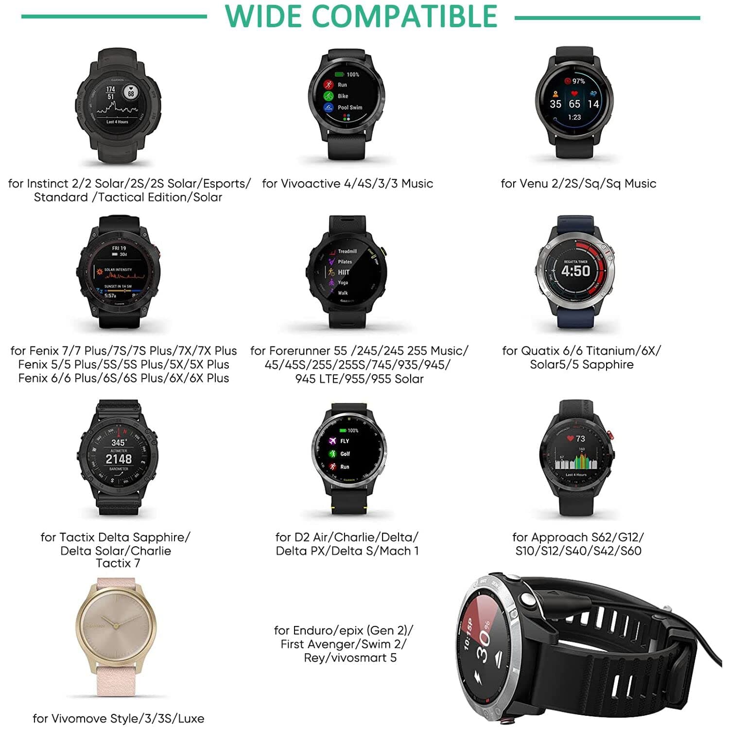 Garmin Fenix 5/5S/5X/Plus/6/6S/6X/Pro Smart Watch Charger view 4