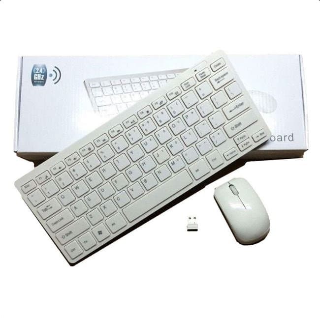 GKM901 2.4Ghz Wireless Mini Keyboard And Mouse Combo USB Support White view 1