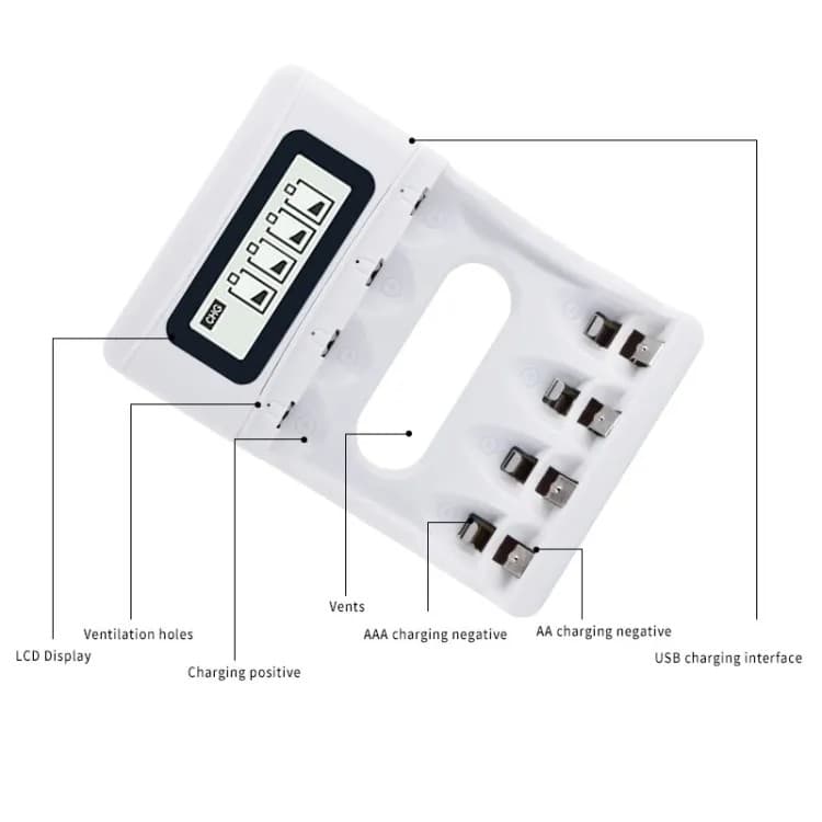 Goop GD 04K AA/AAA Ni-MH/Ni-Cd Smart Super Quick Battery Charger with USB Input/1.4 LCD Display view 2