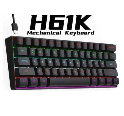 H61K Blue Switch Mechanical Keyboard Blue Switch Type-C RGB 61 Keys view 1