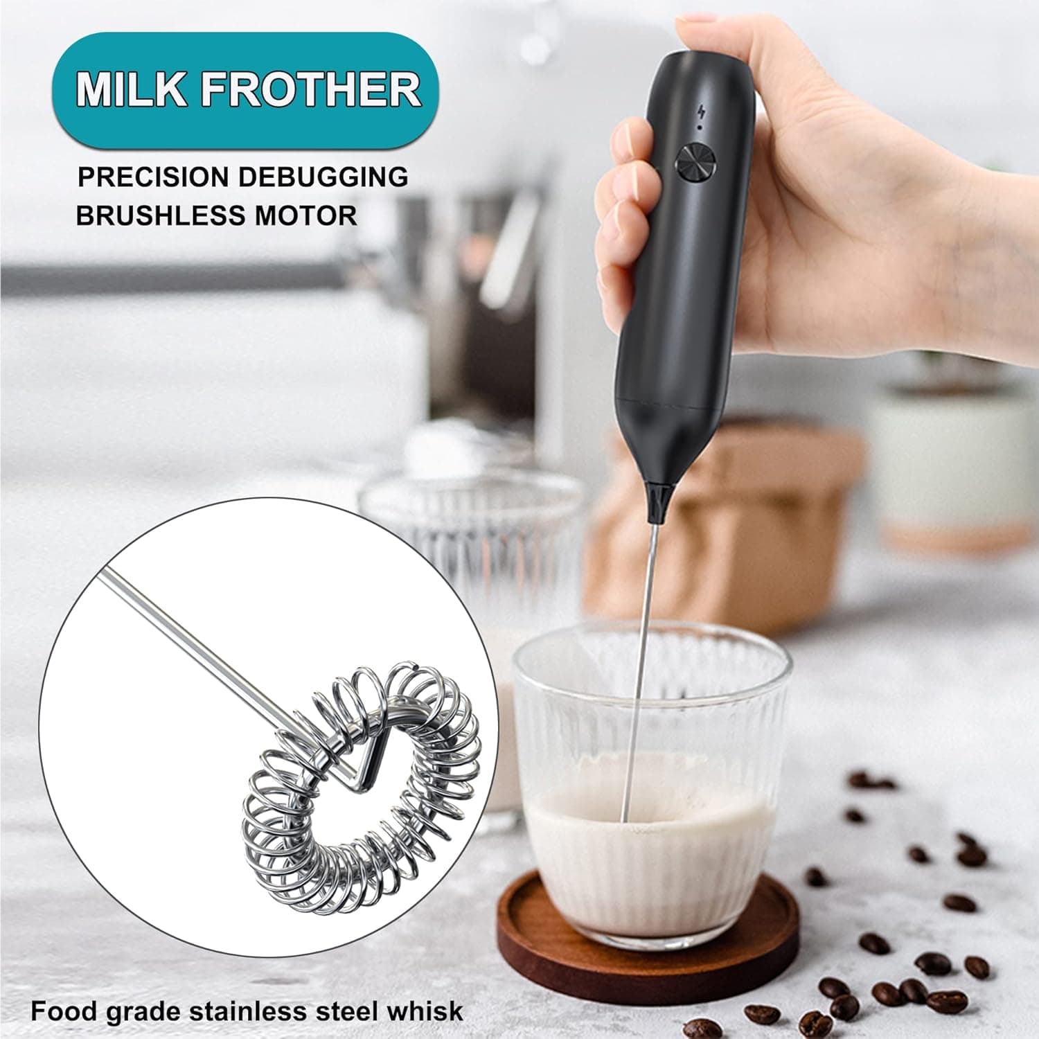 Handheld Type C Rechargeable Coffee Beater Milk Frother view 3
