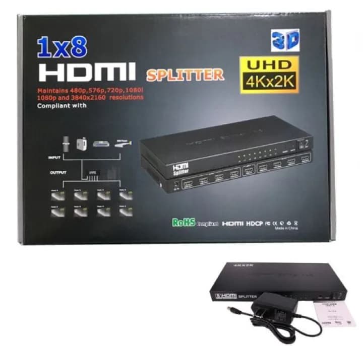 HDMI Splitter 1 in 8 out Support 4K 2K 3D view 1