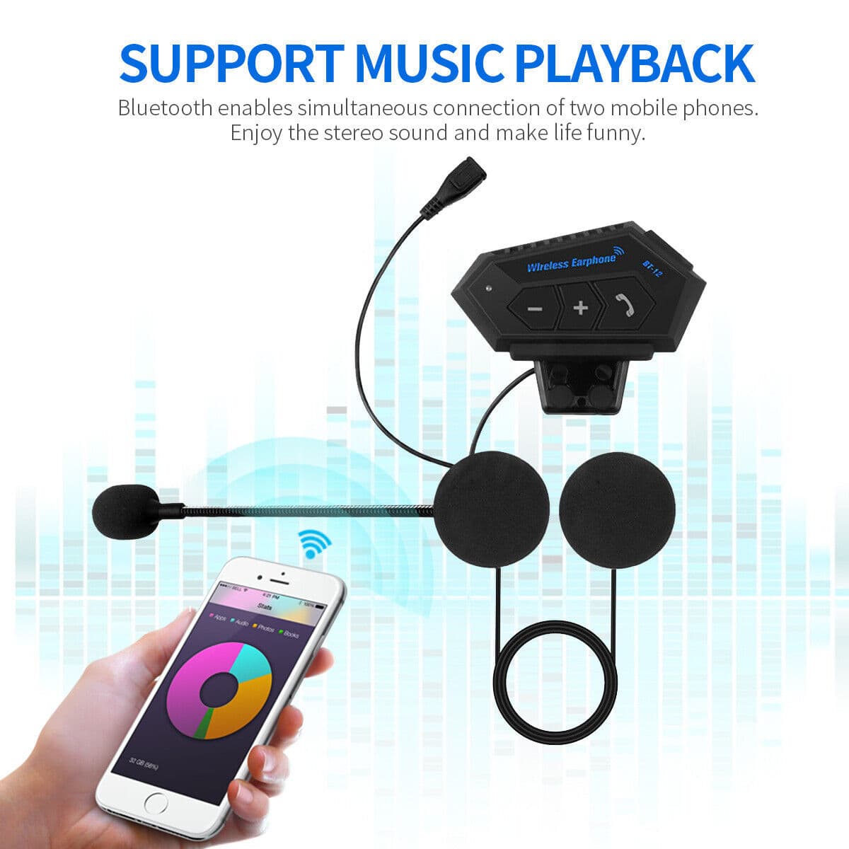 Helmet Bluetooth Headset BT12 Motorcycle Helmet Communication System view 3