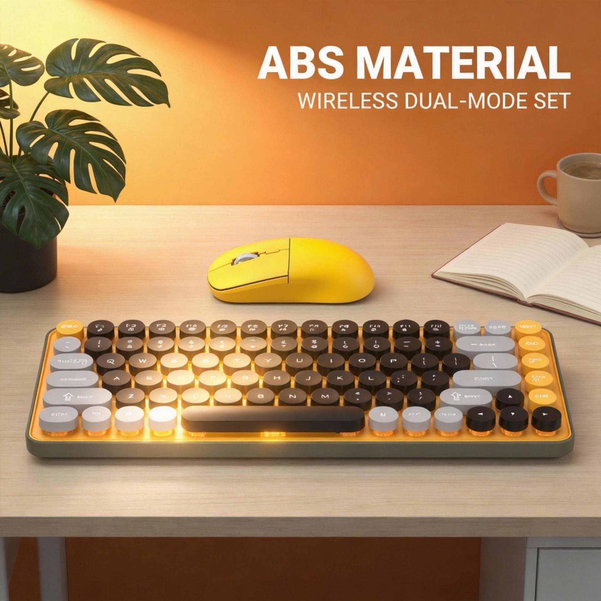 HK05 Two Modes Wireless Keyboard & Mouse Combo – Retro Round Keycaps (2.4G + Bluetooth) view 5