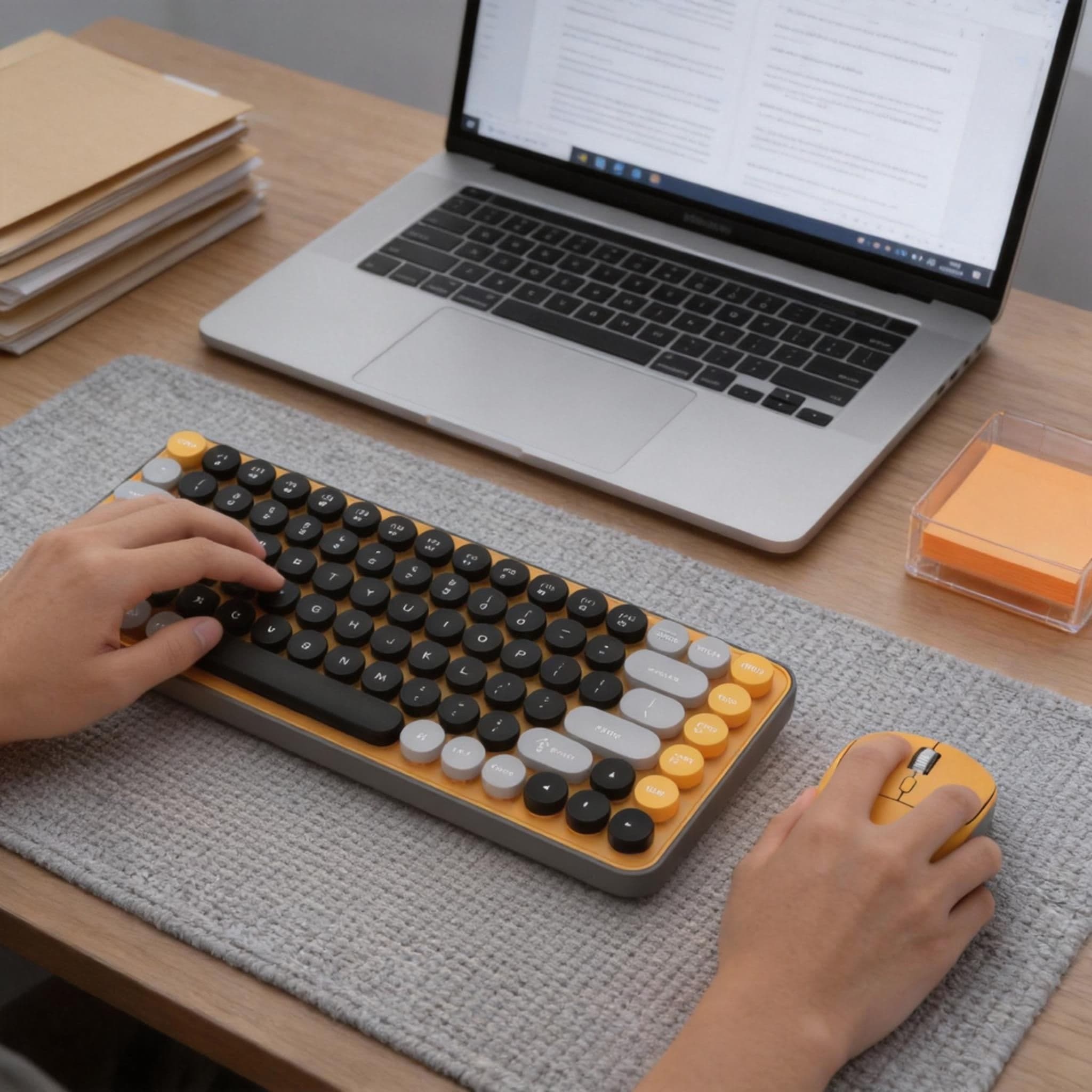 HK05 Two Modes Wireless Keyboard & Mouse Combo – Retro Round Keycaps (2.4G + Bluetooth) view 3