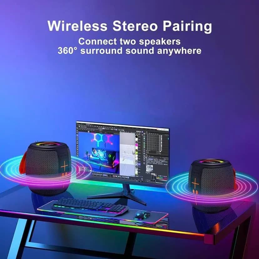 HM-805 Portable Bluetooth 5.3 Speaker with RGB Lights & IPX4 Waterproofing view 3