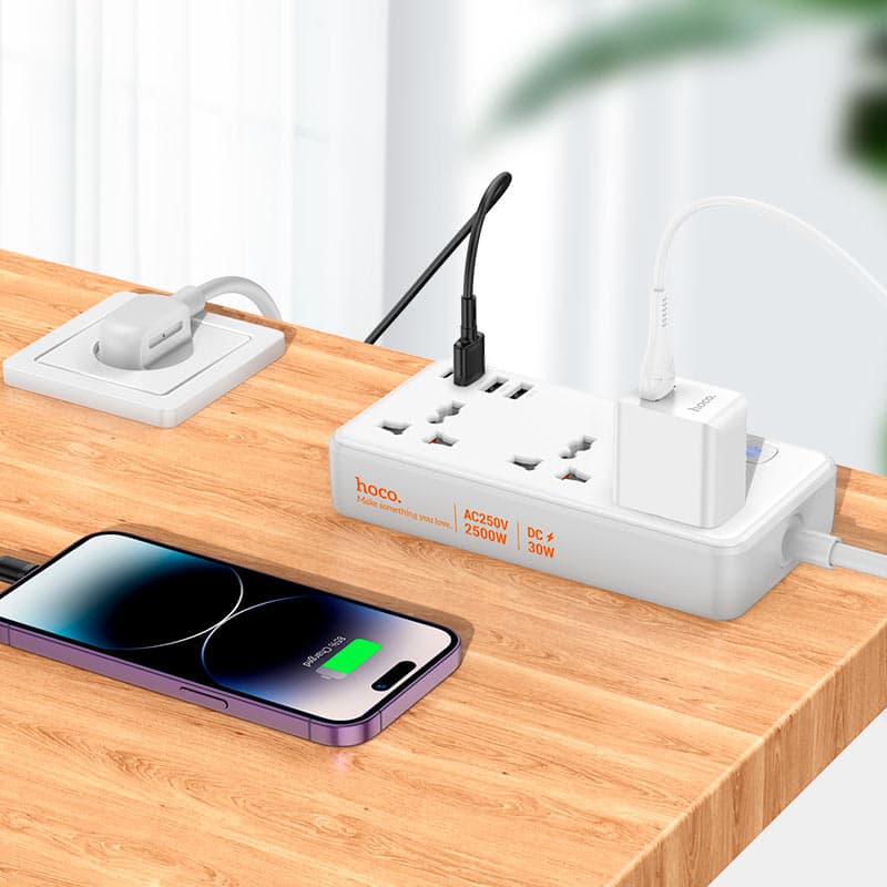 Hoco AC8A Power Strip PD30W + QC3.0 + 3 Sockets Multiplug view 3
