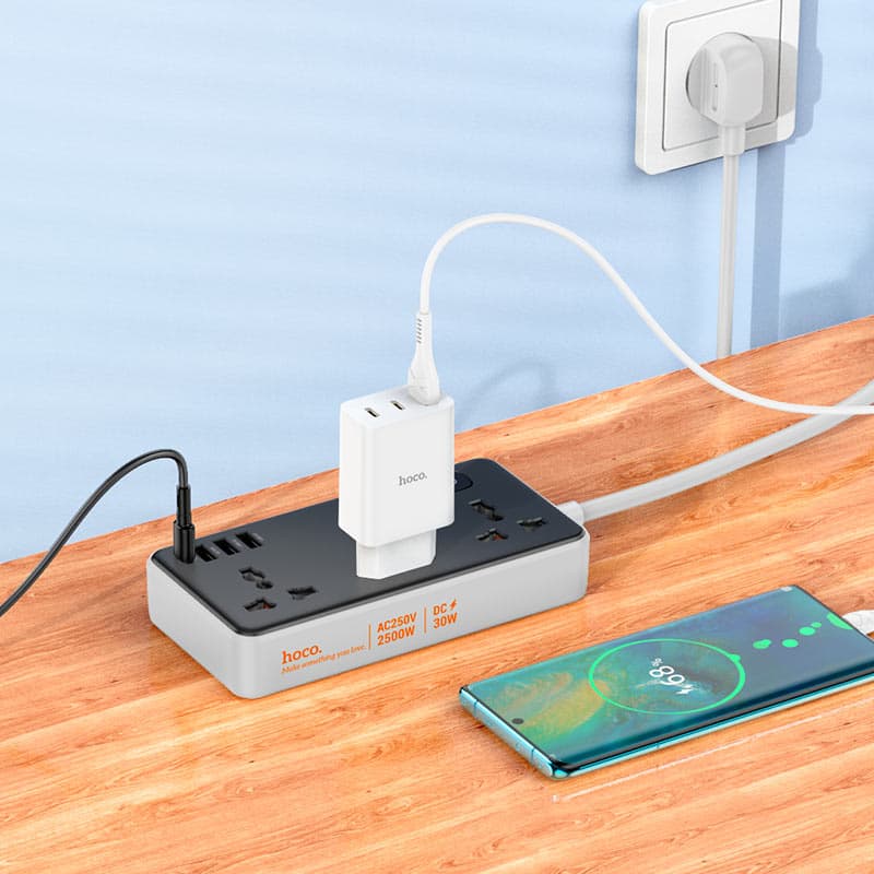 Hoco AC8A Power Strip PD30W + QC3.0 + 3 Sockets Multiplug view 2