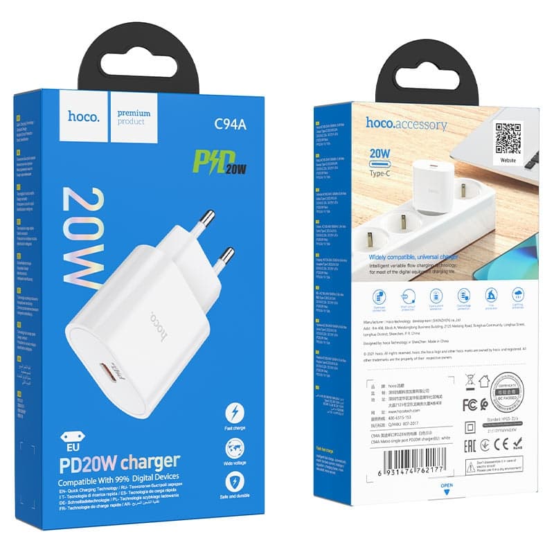 Hoco C94A PD 20 Watt Wall Charger EU view 4