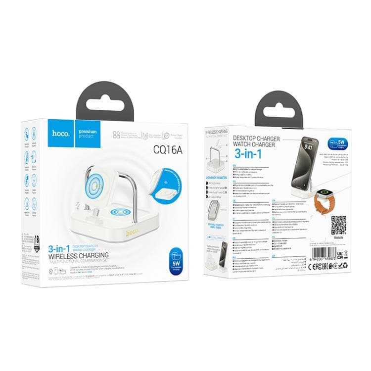 Hoco CQ16A 3 In 1 Desktop and Watch Wireless Charger Set view 5