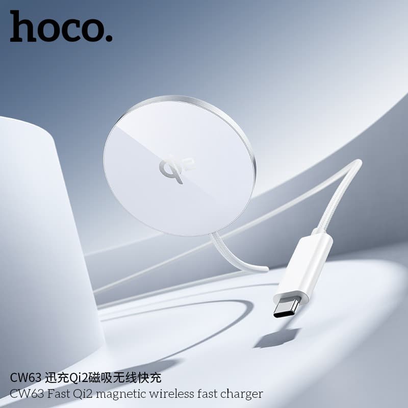 HOCO CW63 Magnetic Wireless Charger Qi2 Certified Aluminum Alloy Charging Pad 15W Max view 1