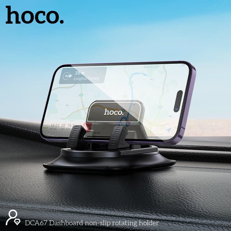 Hoco DCA67 Non Slip Rotating Car Phone Holder For Dashboard view 1