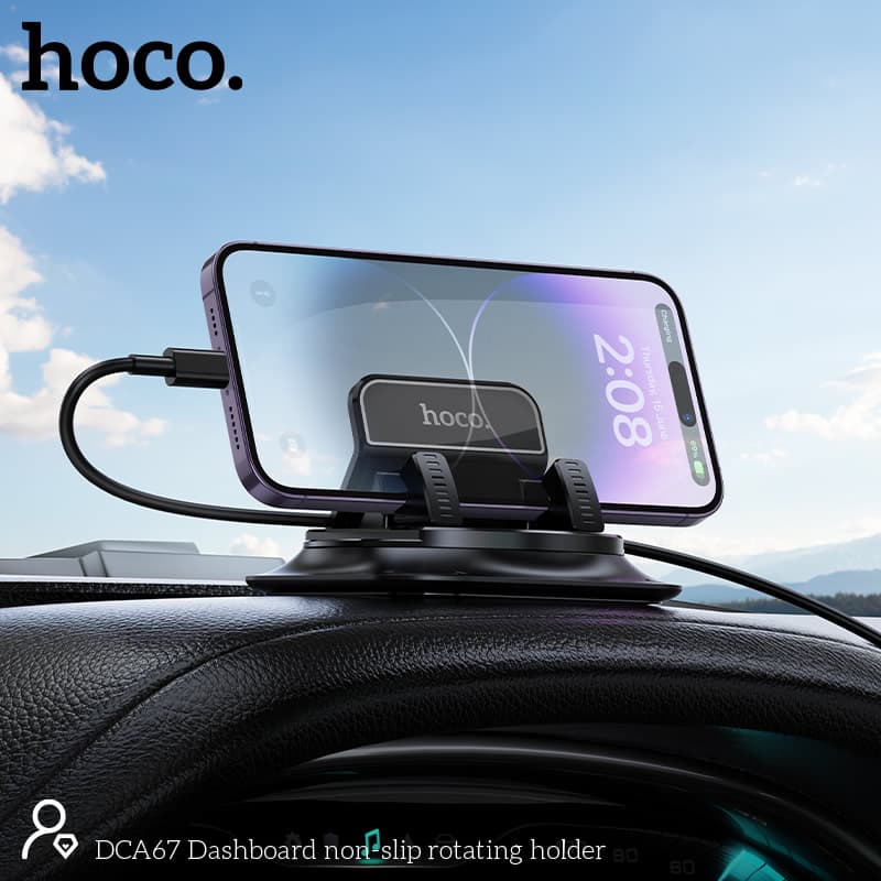 Hoco DCA67 Non Slip Rotating Car Phone Holder For Dashboard view 3
