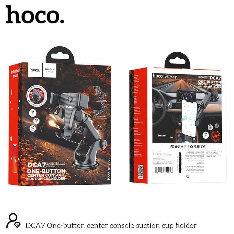 Hoco DCA7 One Button Center Console Suction Cup Car Phone Holder view 5