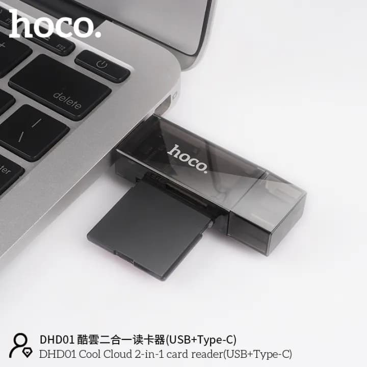 Hoco DHD01 High Speed 2 In 1 Card Reader USB+Type C OTG view 2