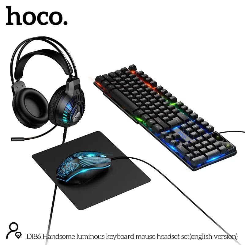 Hoco DI86 4 In 1 Gaming Set Headphone Mouse Keyboard Mousepad view 1