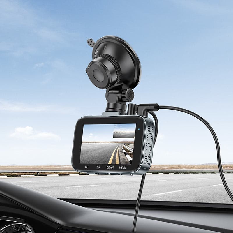 HOCO DV6 Dual-Channel Dash Cam Front 1080p + Rear 720p, 3″ IPS Screen view 4