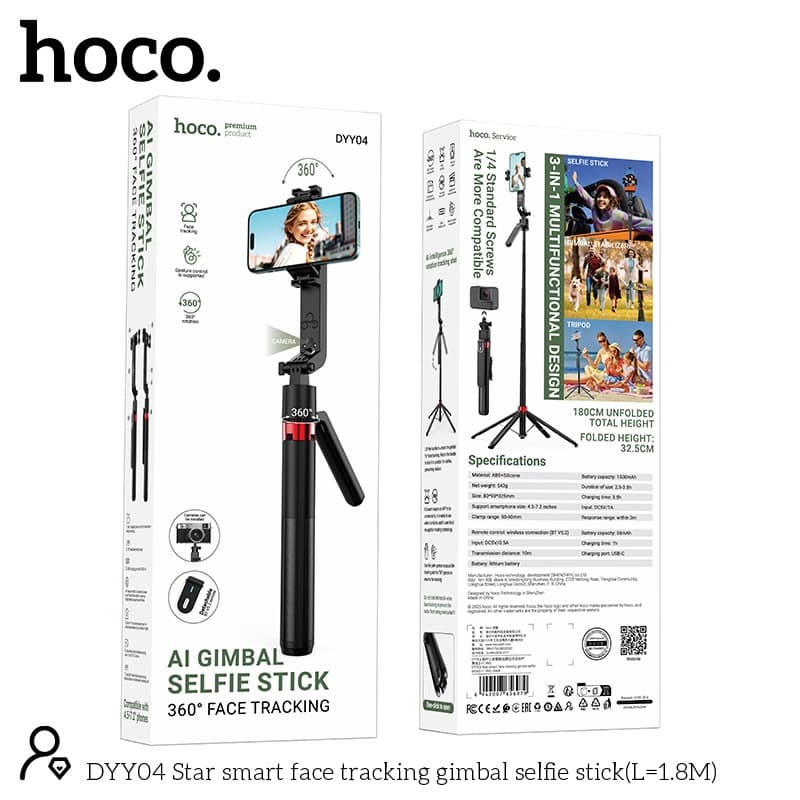 HOCO DYY04 Star Smart Face Tracking Gimbal Selfie Stick 1.8M view 6