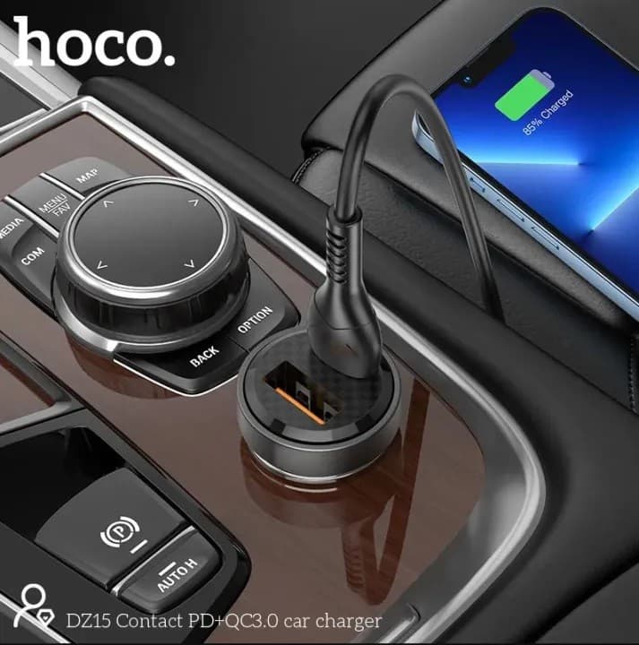 Hoco DZ15 45W PD+QC3.0 Dual Port Fast Charging Car Charger view 2