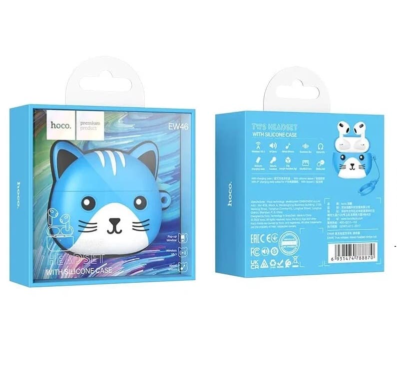 Hoco EW46 Wireless TWS Headphones Free Cat Case view 4