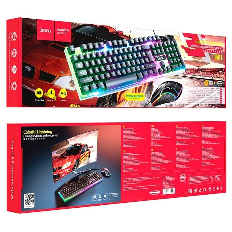 Hoco GM11 RGB Keyboard Mouse Set Combo Terrific Glowing view 3