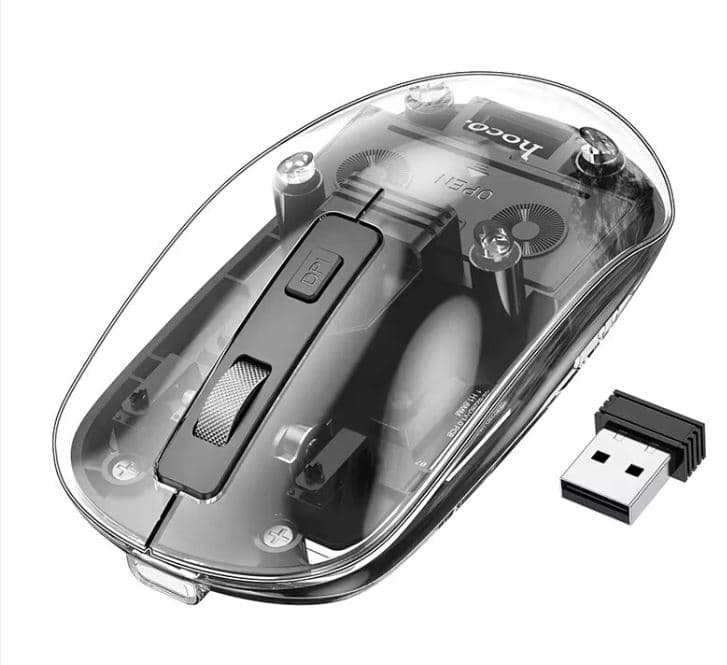 Hoco GM29 2.4g Bluetooth Dual Mode Silent Wireless Transparent Mouse view 1