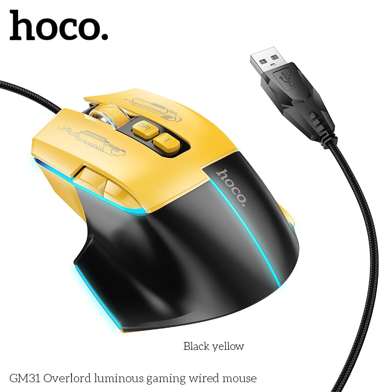 HOCO GM31 Overlord Luminous Wired Gaming Mouse view 1