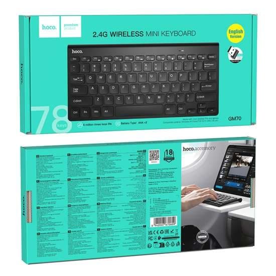 Hoco GM70 Wireless Keyboard - Black view 6