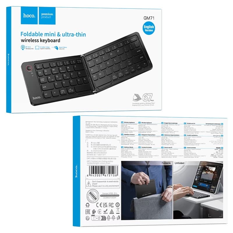 Hoco GM71 Proficient Folding Wireless Bluetooth Keyboard (BT v5.2) view 6