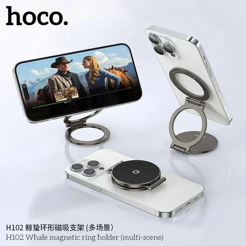 Hoco H102 Whale Magnetic Phone Ring Holder - Zinc Alloy Dual Magnetic Base view 5