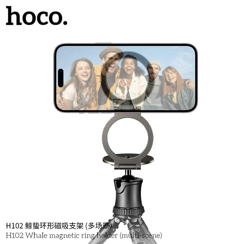 Hoco H102 Whale Magnetic Phone Ring Holder - Zinc Alloy Dual Magnetic Base view 4