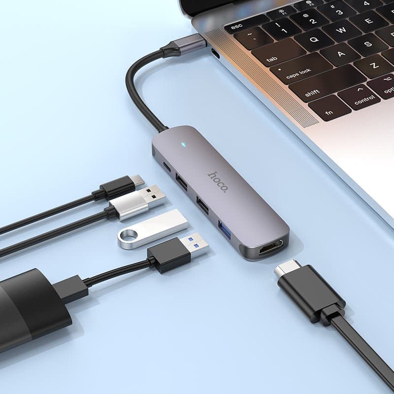 HOCO HB27 Type C Hub HDTV + USB3.0 + USB2.0*2 + PD view 2