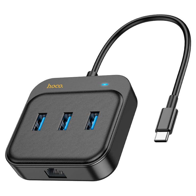 Hoco HB35 Type C Hub 3 USB A 3.0 + RJ45 view 1