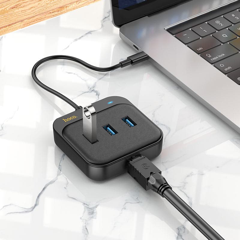 Hoco HB35 Type C Hub 3 USB A 3.0 + RJ45 view 2