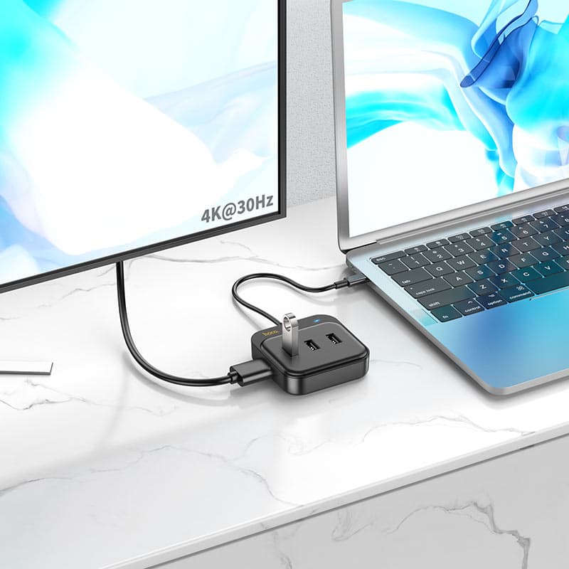 Hoco HB36 Type C Hub HDTV + USB-A3.0 + 2 × USB-A2.0 + Type-C view 2