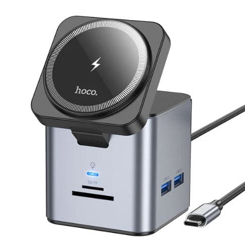 Hoco HB49 9 In 1 Wireless Fast Mobile Charger Desktop Station view 2