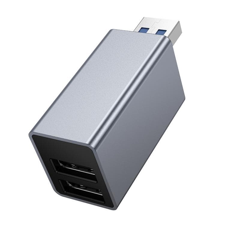 Hoco HB54 USB to USB 3.0 + USB 2.0 (x2) 3-in-1 Converter – Metal Grey view 2