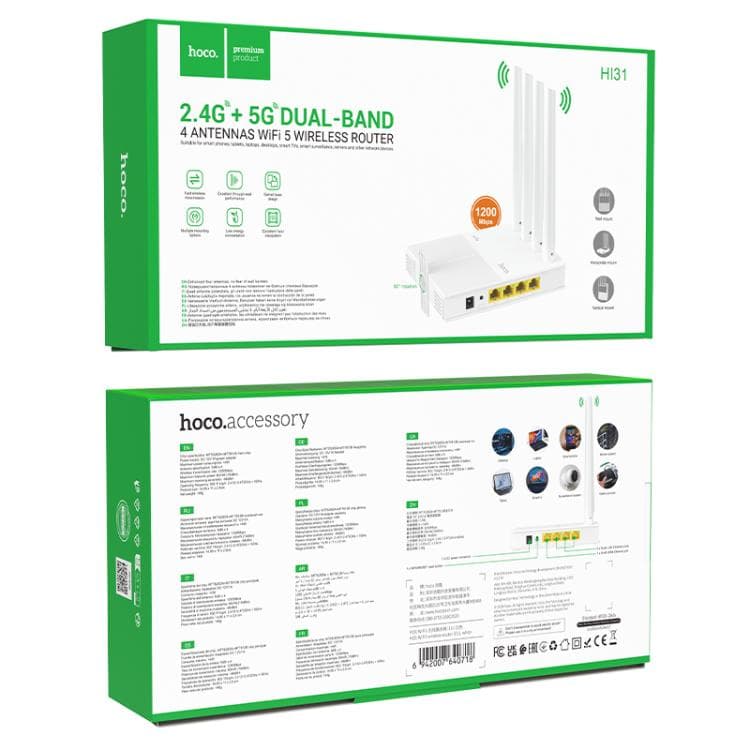 Hoco HI31 2.4G / 5G Dual-band 4 Antennas WiFi 5 Wireless Router view 5