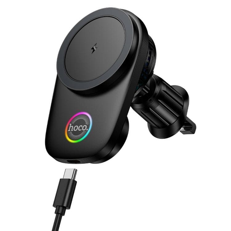 Hoco HW36 Electric Rotating Magnetic Wireless Fast Charging Car Air Outlet Phone Holder view 1