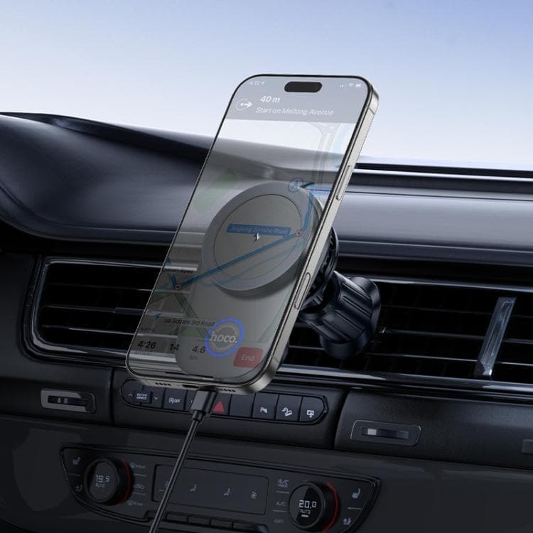 Hoco HW36 Electric Rotating Magnetic Wireless Fast Charging Car Air Outlet Phone Holder view 4